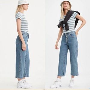 Levi’s Mile High Cropped Wide Leg Jean in FYI Wash Size 30